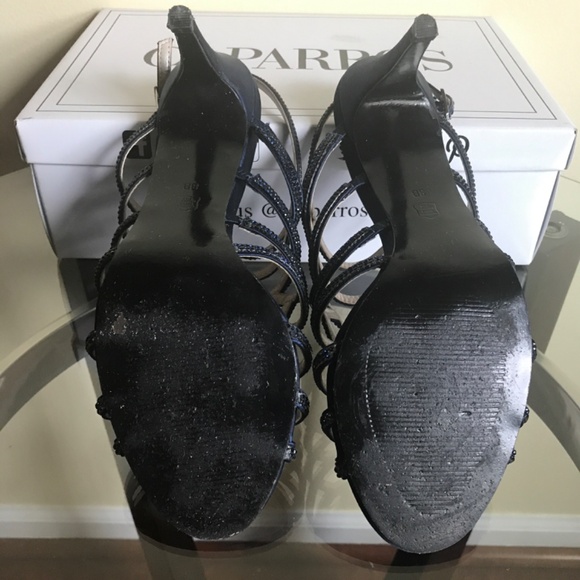 Caparros Navy Blue Satin Harmonica Evening Sandals Women’s Size 8 - Picture 9 of 12